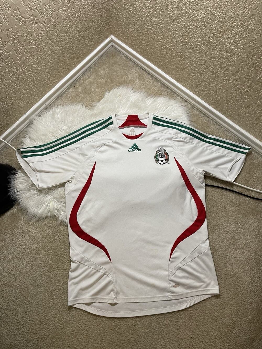 Mexico 2007 Retro Home Jersey Adidas White Soccer Football Men’s L Authentic